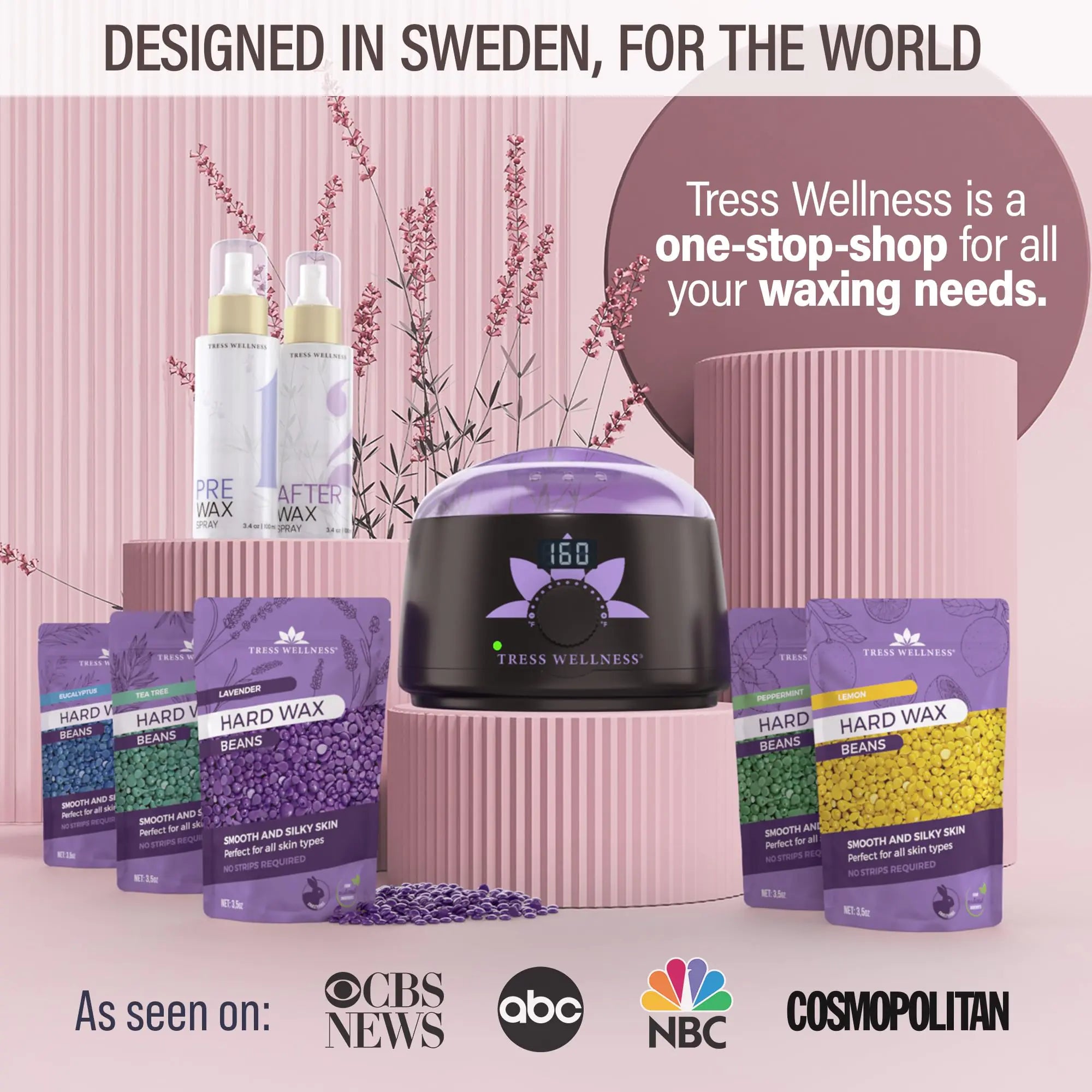 Tress Wellness Waxing Kit for Brazilian Wax - Easy to Use - For Sensitive Skin - Digital Display, Dusty Pink Air Element - Dusty Pink Air